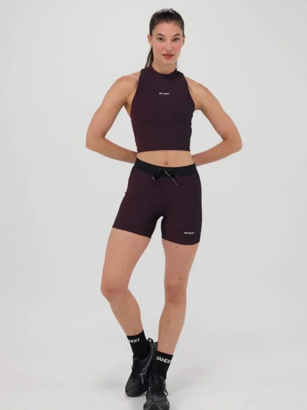 NWT - Bandit - Striped Cadence Vaso Race Crop - Black/Fig Stripe - Size Small - Picture 5 of 9